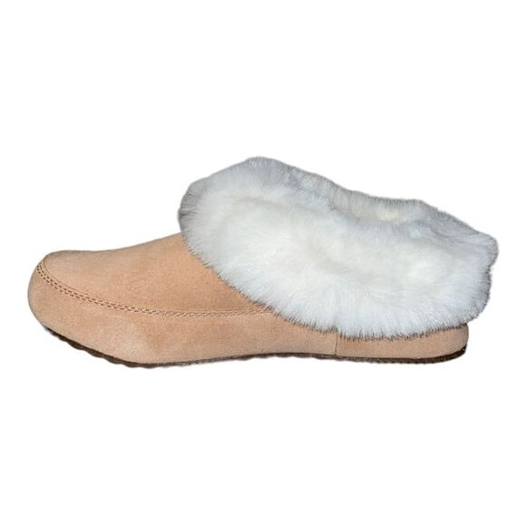 Sorel Go Coffee Run Slippers Tawny Buff, Natural Suede Faux Fur 5M New - Picture 2 of 8